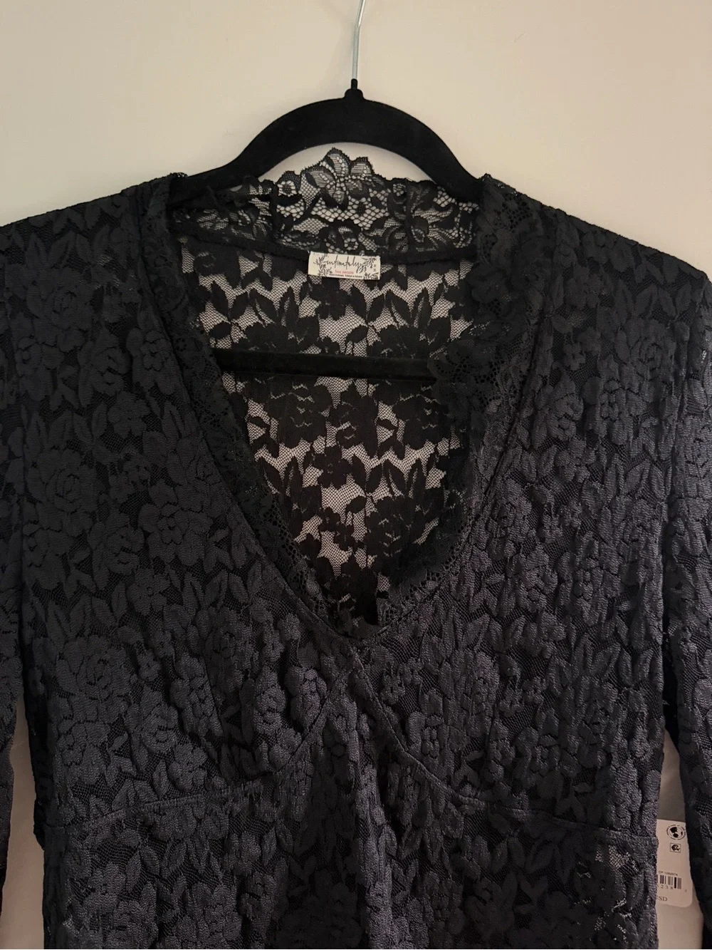 Free People x Intimately FP All Day Lace Long Sleeve Top In Black